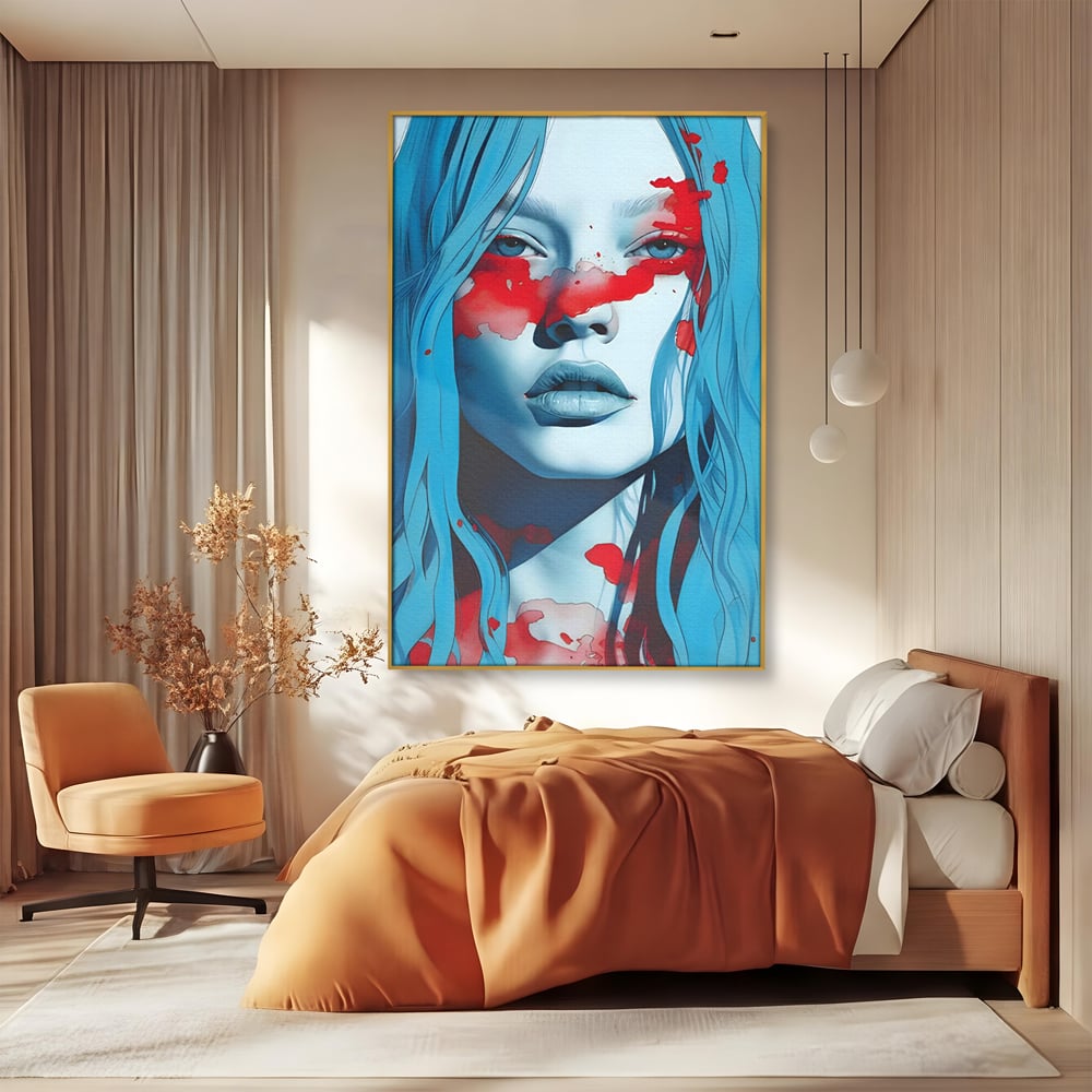 Leinwand Wandkunst Premium LuxCanva® C1122, Beauiful Girl Portrait , Farbe, Mädchen, Ausdruck, schön, Wohnzimmer, Schlafzimmer, entspannend, lebendige Farben
