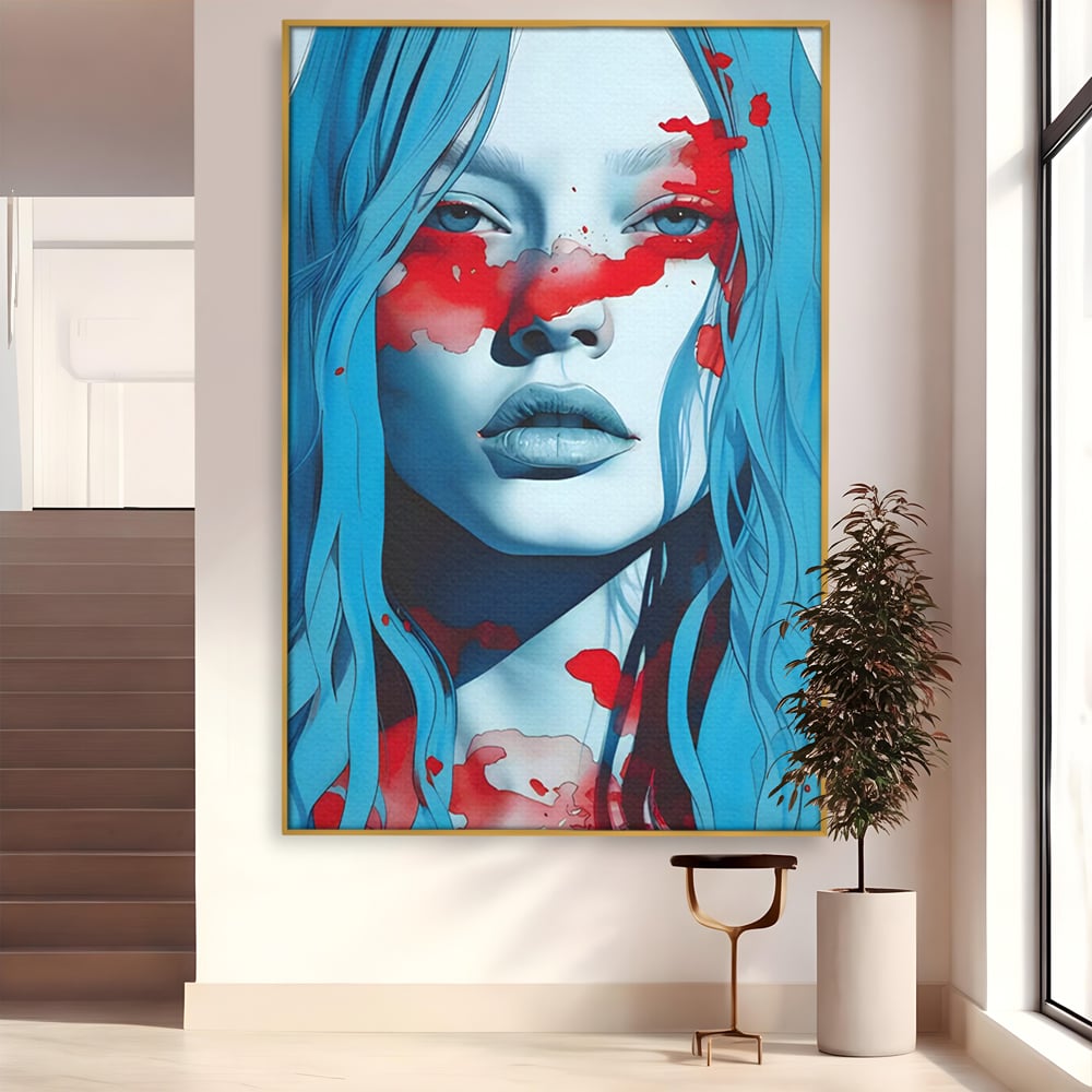 Leinwand Wandkunst Premium LuxCanva® C1122, Beauiful Girl Portrait , Farbe, Mädchen, Ausdruck, schön, Wohnzimmer, Schlafzimmer, entspannend, lebendige Farben