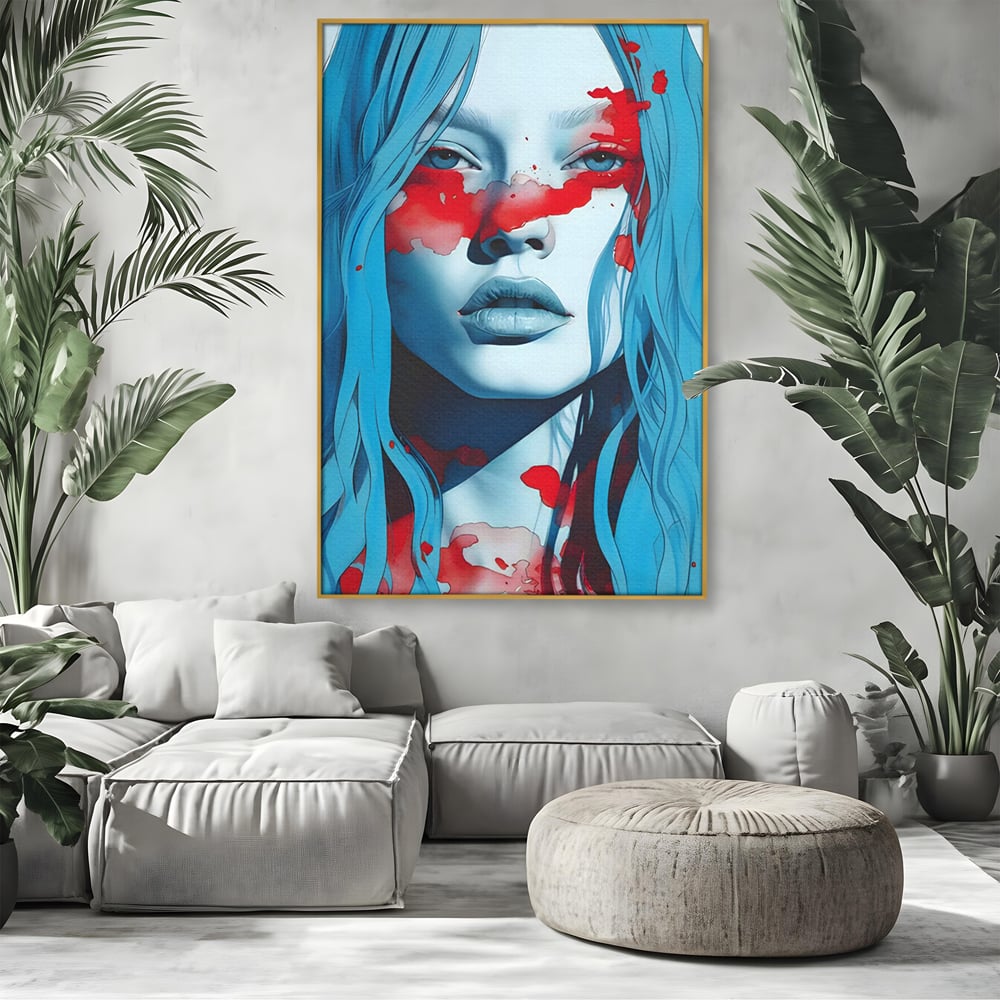 Leinwand Wandkunst Premium LuxCanva® C1122, Beauiful Girl Portrait , Farbe, Mädchen, Ausdruck, schön, Wohnzimmer, Schlafzimmer, entspannend, lebendige Farben