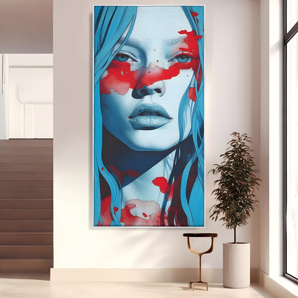 Leinwand Wandkunst Premium LuxCanva® C1122, Beauiful Girl Portrait , Farbe, Mädchen, Ausdruck, schön, Wohnzimmer, Schlafzimmer, entspannend, lebendige Farben