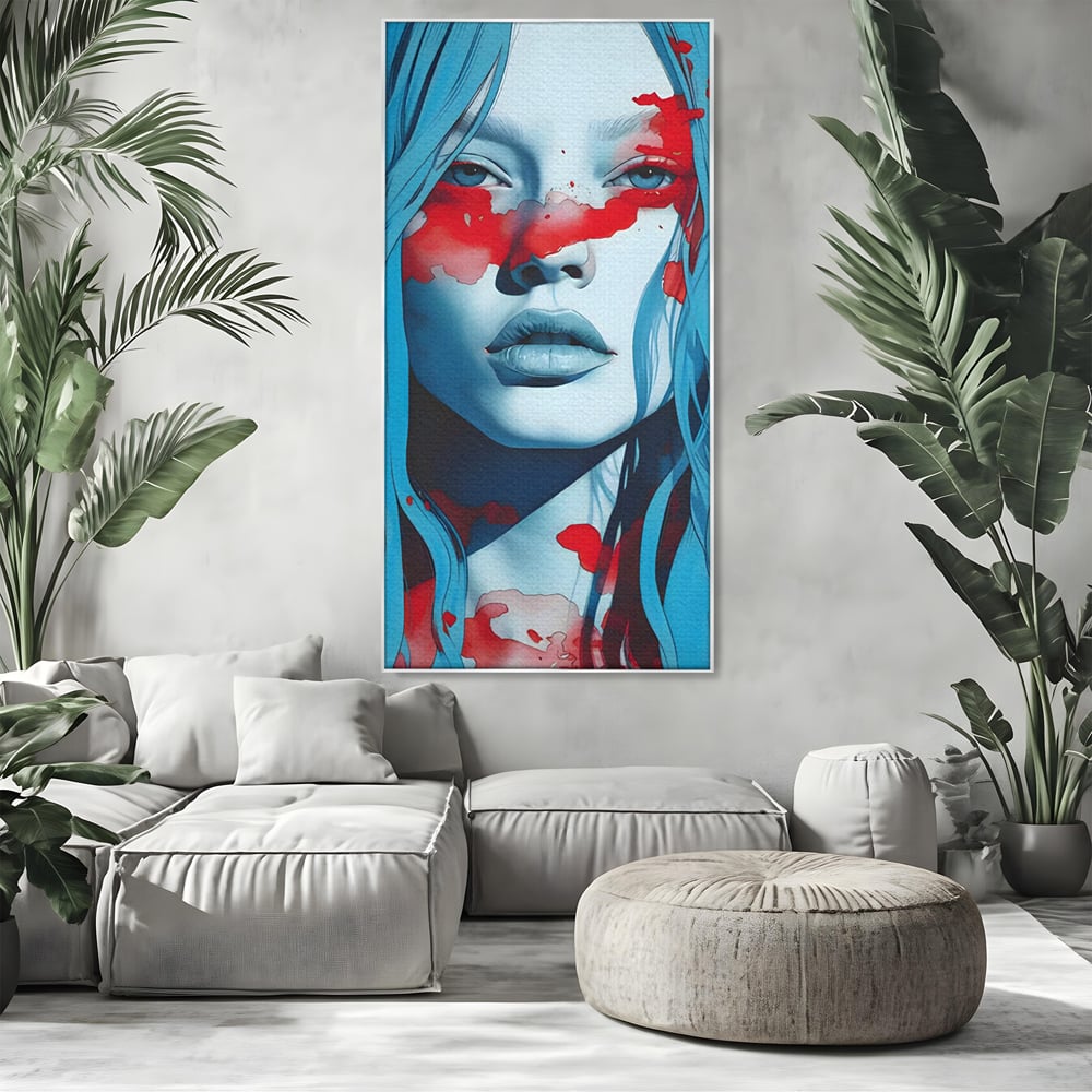 Leinwand Wandkunst Premium LuxCanva® C1122, Beauiful Girl Portrait , Farbe, Mädchen, Ausdruck, schön, Wohnzimmer, Schlafzimmer, entspannend, lebendige Farben