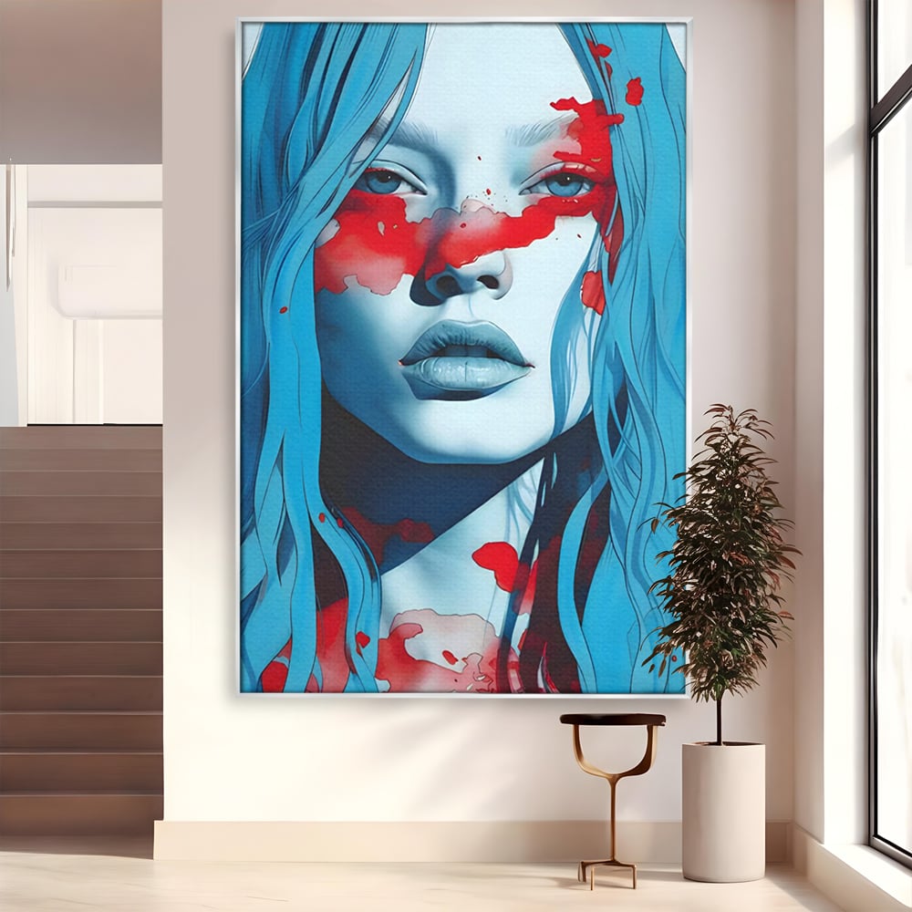 Leinwand Wandkunst Premium LuxCanva® C1122, Beauiful Girl Portrait , Farbe, Mädchen, Ausdruck, schön, Wohnzimmer, Schlafzimmer, entspannend, lebendige Farben