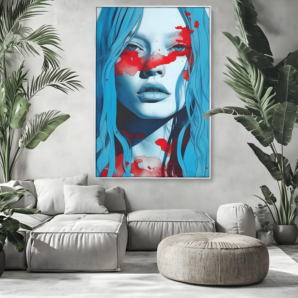 Leinwand Wandkunst Premium LuxCanva® C1122, Beauiful Girl Portrait , Farbe, Mädchen, Ausdruck, schön, Wohnzimmer, Schlafzimmer, entspannend, lebendige Farben