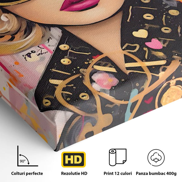 Leinwand Premium Canvas Wandkunst LuxCanva® C1123, Mode Mädchen Porträt, Farbe, Mädchen, Mode, schön, Wohnzimmer, Schlafzimmer, entspannend, lebendige Farben