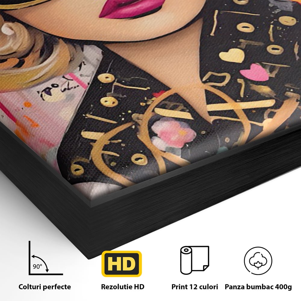 Leinwand Premium Canvas Wandkunst LuxCanva® C1123, Mode Mädchen Porträt, Farbe, Mädchen, Mode, schön, Wohnzimmer, Schlafzimmer, entspannend, lebendige Farben
