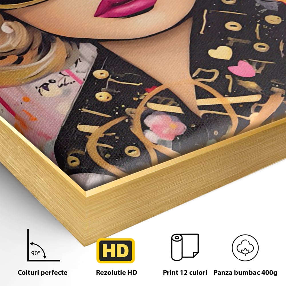Leinwand Premium Canvas Wandkunst LuxCanva® C1123, Mode Mädchen Porträt, Farbe, Mädchen, Mode, schön, Wohnzimmer, Schlafzimmer, entspannend, lebendige Farben