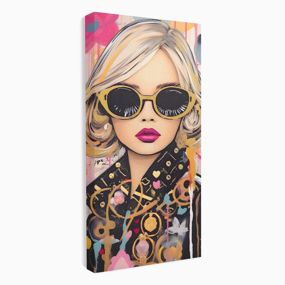 Leinwand Premium Canvas Wandkunst LuxCanva® C1123, Mode Mädchen Porträt, Farbe, Mädchen, Mode, schön, Wohnzimmer, Schlafzimmer, entspannend, lebendige Farben