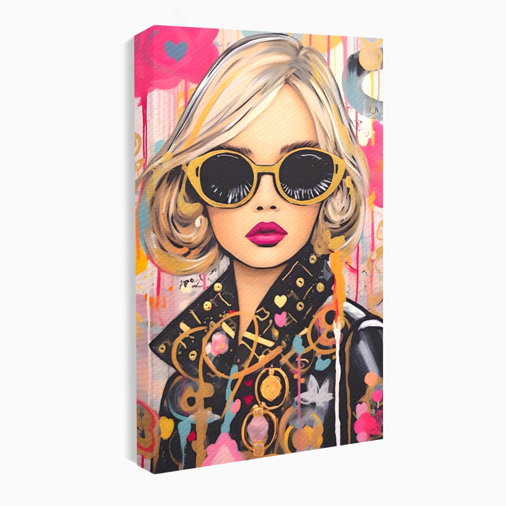 Leinwand Premium Canvas Wandkunst LuxCanva® C1123, Mode Mädchen Porträt, Farbe, Mädchen, Mode, schön, Wohnzimmer, Schlafzimmer, entspannend, lebendige Farben