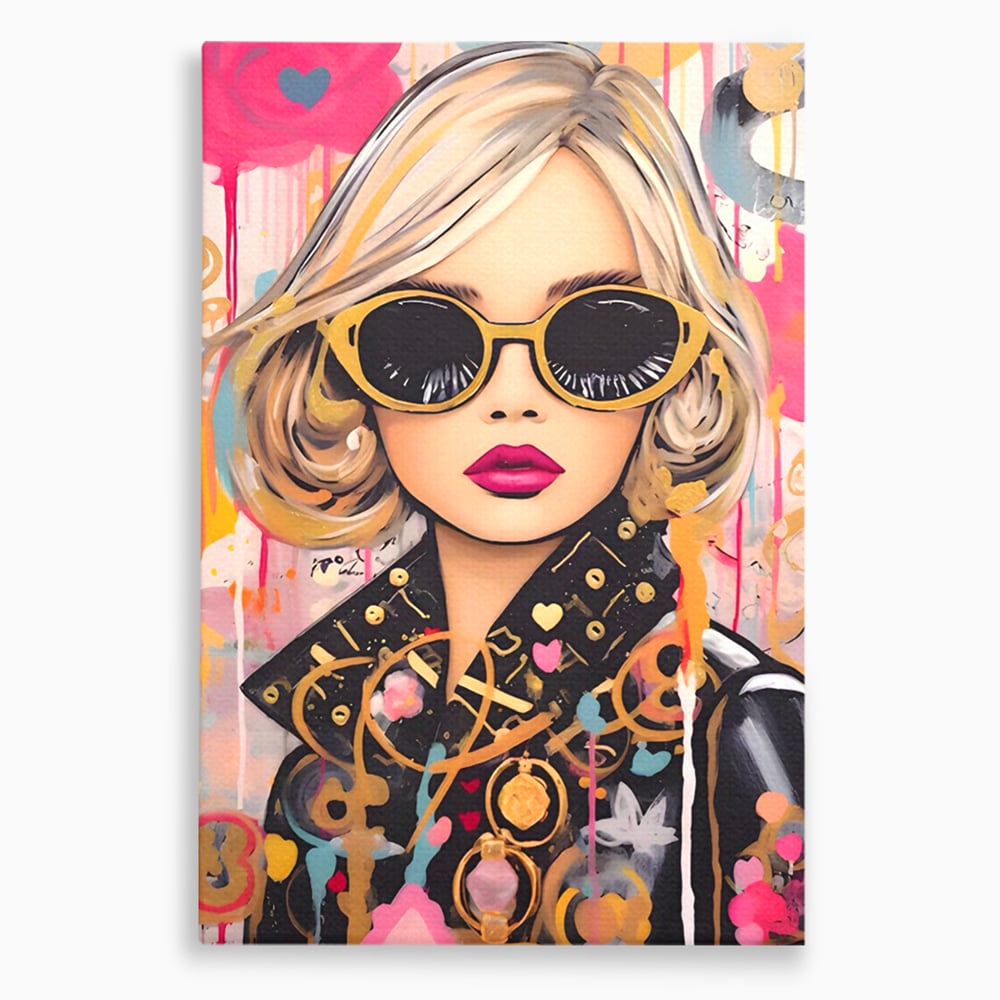 Leinwand Premium Canvas Wandkunst LuxCanva® C1123, Mode Mädchen Porträt, Farbe, Mädchen, Mode, schön, Wohnzimmer, Schlafzimmer, entspannend, lebendige Farben