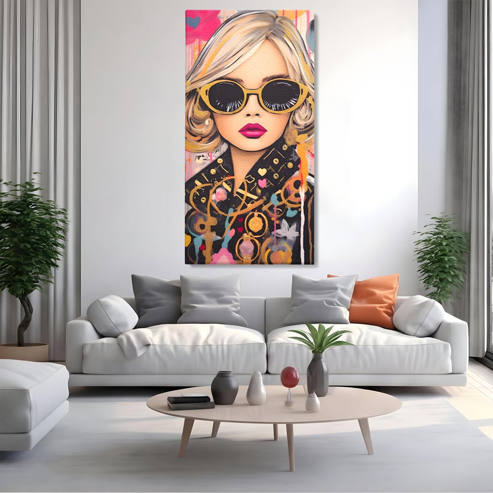Leinwand Premium Canvas Wandkunst LuxCanva® C1123, Mode Mädchen Porträt, Farbe, Mädchen, Mode, schön, Wohnzimmer, Schlafzimmer, entspannend, lebendige Farben
