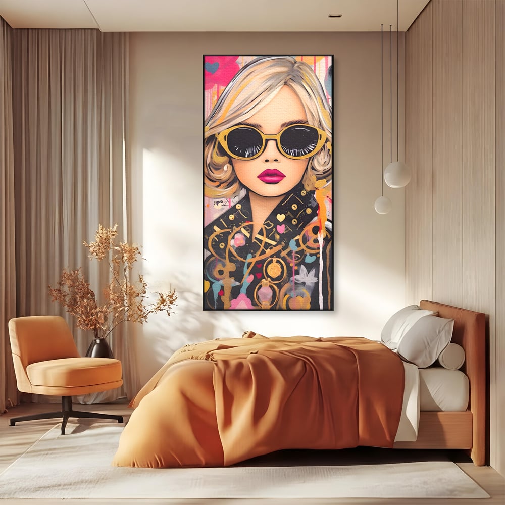 Leinwand Premium Canvas Wandkunst LuxCanva® C1123, Mode Mädchen Porträt, Farbe, Mädchen, Mode, schön, Wohnzimmer, Schlafzimmer, entspannend, lebendige Farben