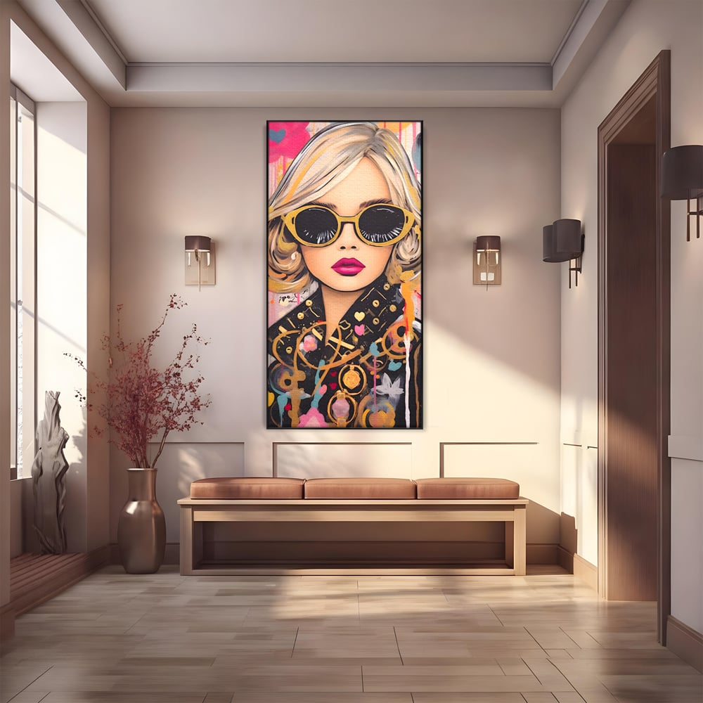 Leinwand Premium Canvas Wandkunst LuxCanva® C1123, Mode Mädchen Porträt, Farbe, Mädchen, Mode, schön, Wohnzimmer, Schlafzimmer, entspannend, lebendige Farben