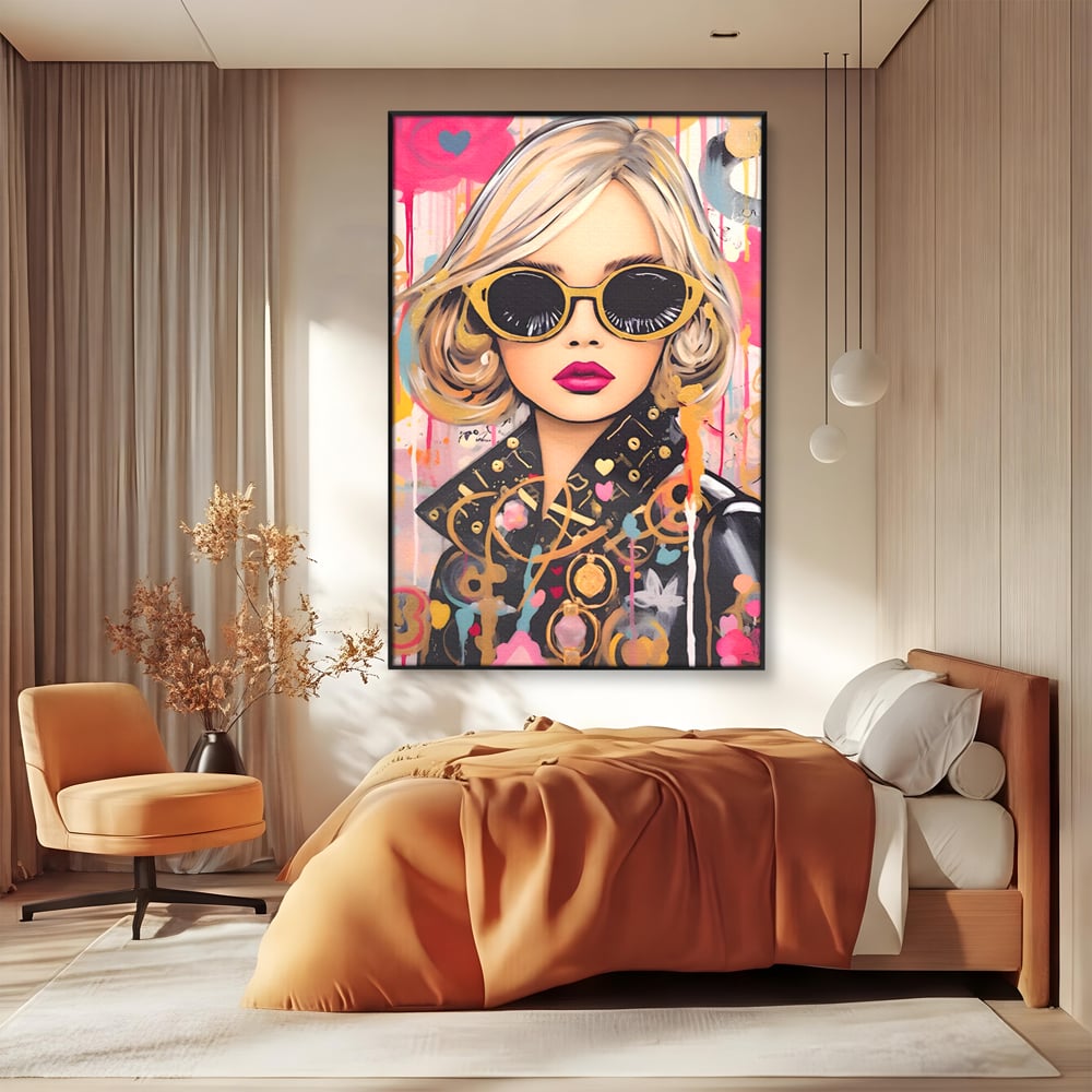 Leinwand Premium Canvas Wandkunst LuxCanva® C1123, Mode Mädchen Porträt, Farbe, Mädchen, Mode, schön, Wohnzimmer, Schlafzimmer, entspannend, lebendige Farben
