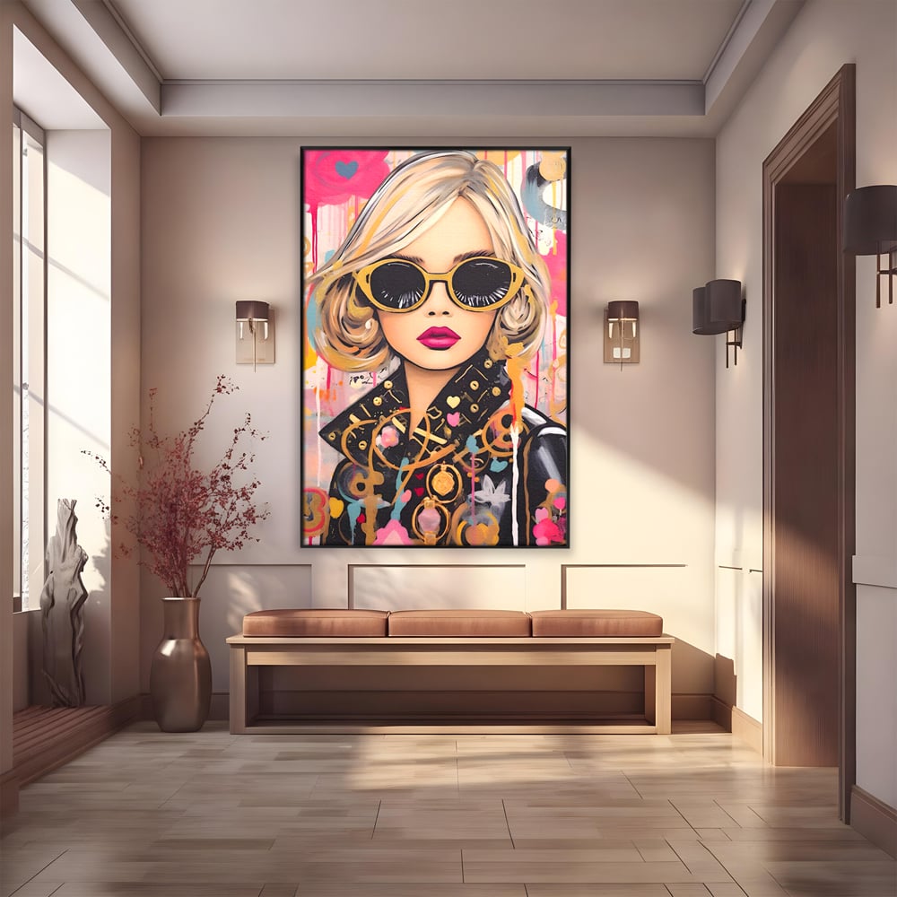 Leinwand Premium Canvas Wandkunst LuxCanva® C1123, Mode Mädchen Porträt, Farbe, Mädchen, Mode, schön, Wohnzimmer, Schlafzimmer, entspannend, lebendige Farben