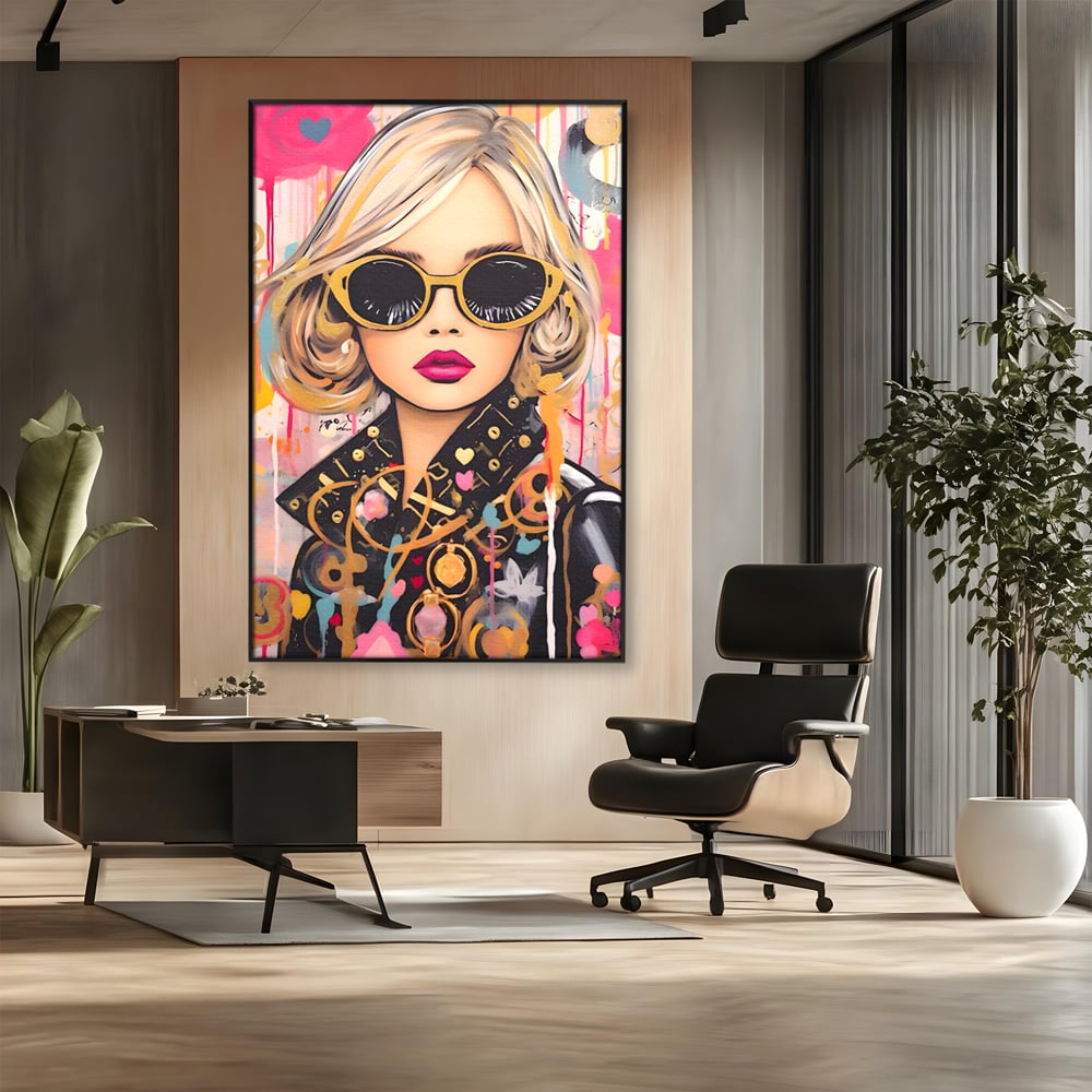Leinwand Premium Canvas Wandkunst LuxCanva® C1123, Mode Mädchen Porträt, Farbe, Mädchen, Mode, schön, Wohnzimmer, Schlafzimmer, entspannend, lebendige Farben
