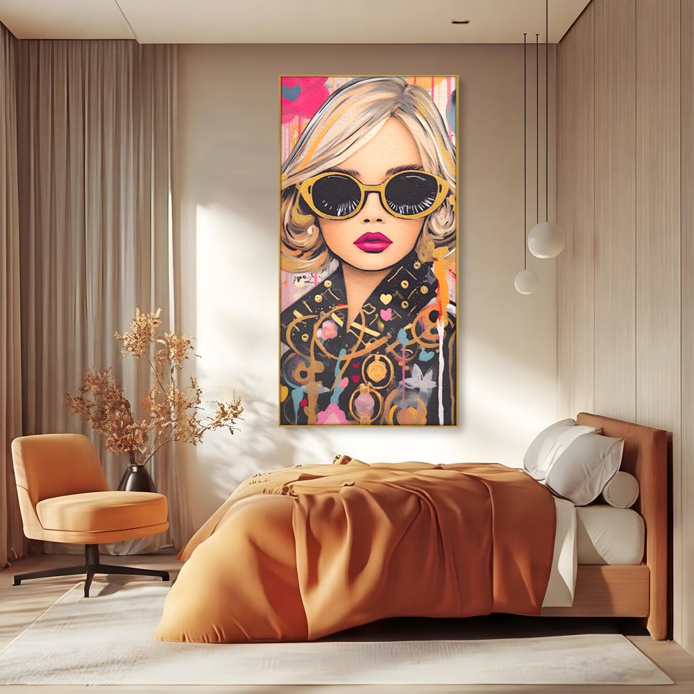 Leinwand Premium Canvas Wandkunst LuxCanva® C1123, Mode Mädchen Porträt, Farbe, Mädchen, Mode, schön, Wohnzimmer, Schlafzimmer, entspannend, lebendige Farben