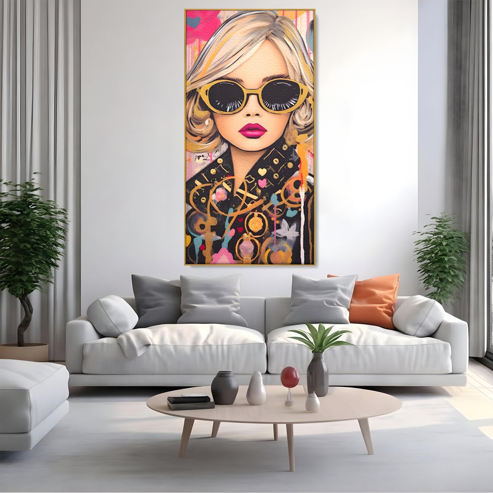 Leinwand Premium Canvas Wandkunst LuxCanva® C1123, Mode Mädchen Porträt, Farbe, Mädchen, Mode, schön, Wohnzimmer, Schlafzimmer, entspannend, lebendige Farben