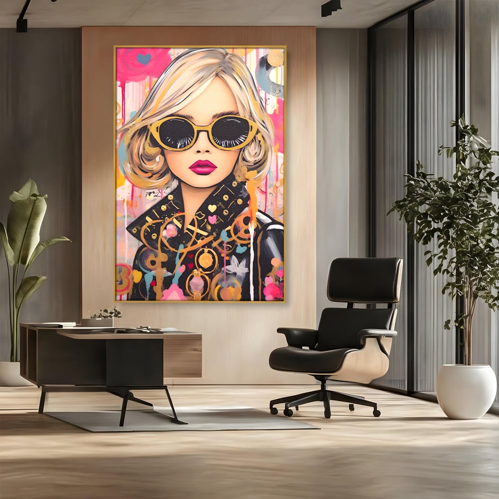 Leinwand Premium Canvas Wandkunst LuxCanva® C1123, Mode Mädchen Porträt, Farbe, Mädchen, Mode, schön, Wohnzimmer, Schlafzimmer, entspannend, lebendige Farben