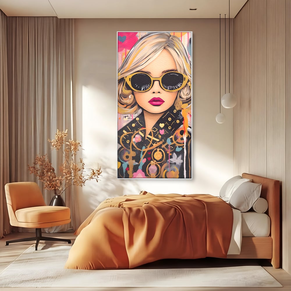 Leinwand Premium Canvas Wandkunst LuxCanva® C1123, Mode Mädchen Porträt, Farbe, Mädchen, Mode, schön, Wohnzimmer, Schlafzimmer, entspannend, lebendige Farben