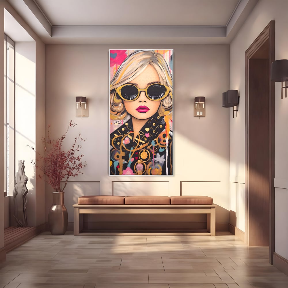Leinwand Premium Canvas Wandkunst LuxCanva® C1123, Mode Mädchen Porträt, Farbe, Mädchen, Mode, schön, Wohnzimmer, Schlafzimmer, entspannend, lebendige Farben
