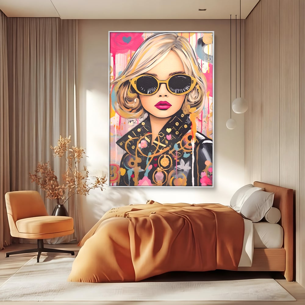 Leinwand Premium Canvas Wandkunst LuxCanva® C1123, Mode Mädchen Porträt, Farbe, Mädchen, Mode, schön, Wohnzimmer, Schlafzimmer, entspannend, lebendige Farben
