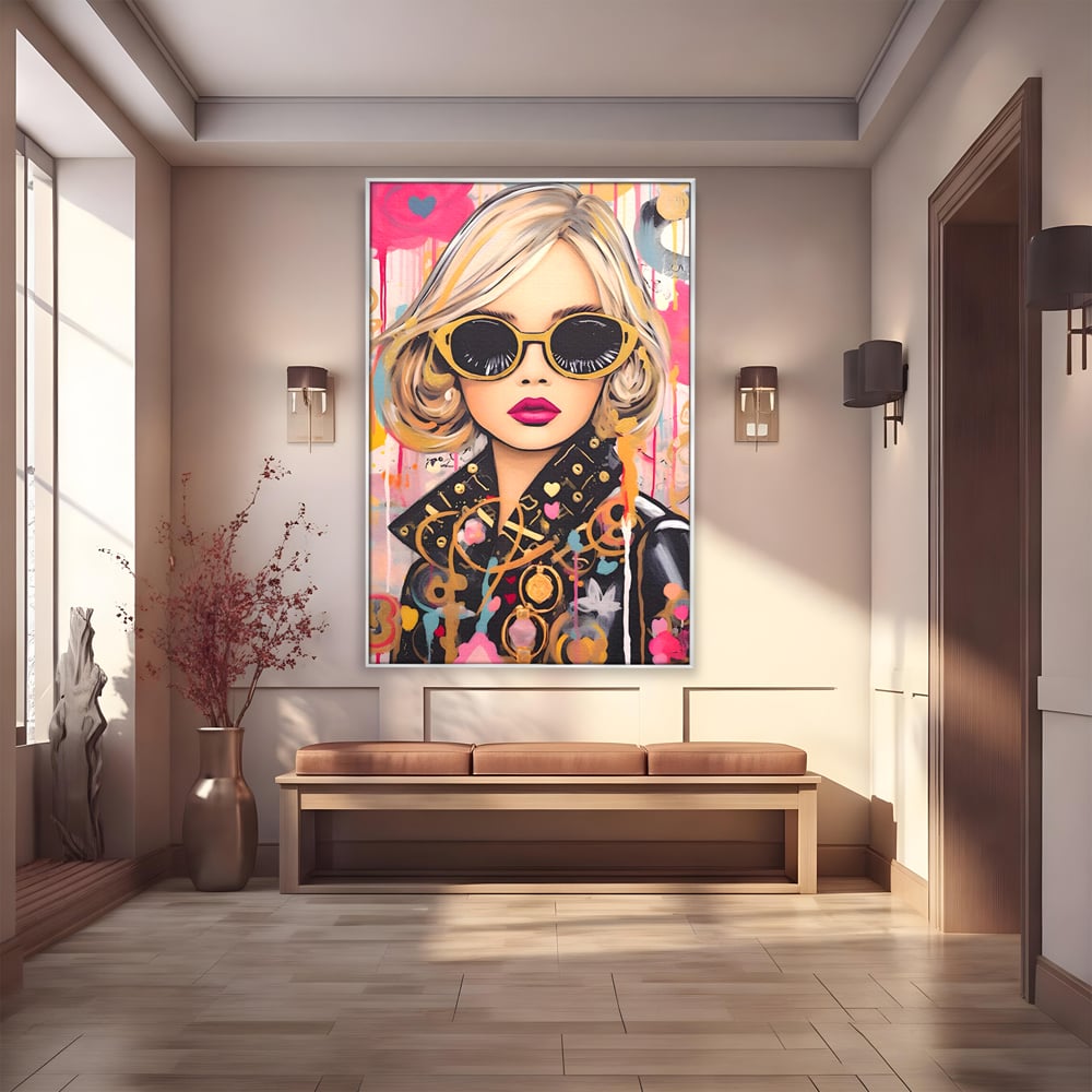Leinwand Premium Canvas Wandkunst LuxCanva® C1123, Mode Mädchen Porträt, Farbe, Mädchen, Mode, schön, Wohnzimmer, Schlafzimmer, entspannend, lebendige Farben
