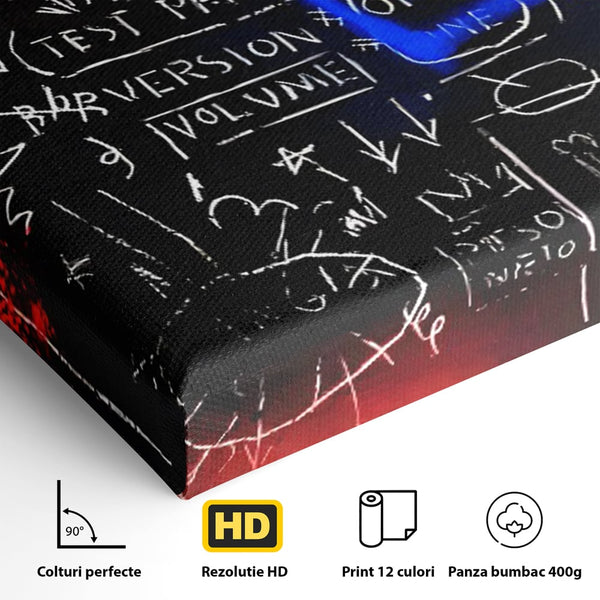 Tablou Canvas Premium LuxCanva® C1124, Basquiat Pop Art Painting , Culor, Pop Art, Jean Michel Basquiat, Living Room, Bar, Relaxare, Culori Vibrante