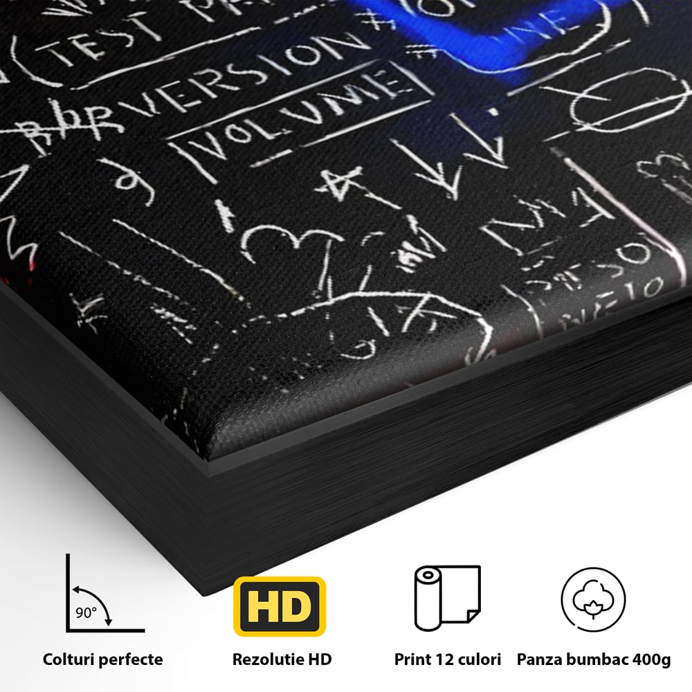 Tablou Canvas Premium LuxCanva® C1124, Basquiat Pop Art Painting , Culor, Pop Art, Jean Michel Basquiat, Living Room, Bar, Relaxare, Culori Vibrante