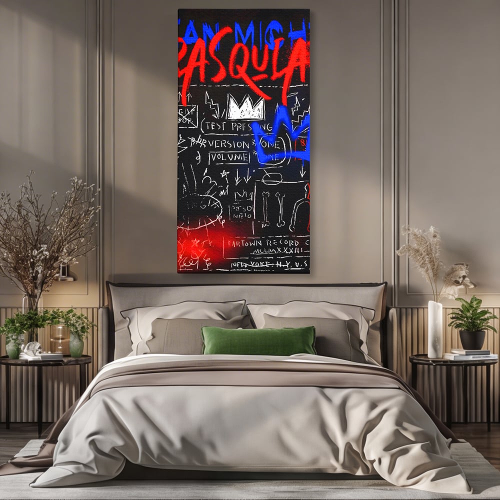 Tablou Canvas Premium LuxCanva® C1124, Basquiat Pop Art Painting , Culor, Pop Art, Jean Michel Basquiat, Living Room, Bar, Relaxare, Culori Vibrante