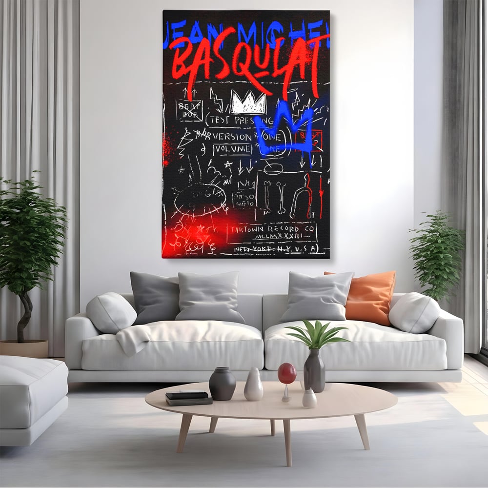 Tablou Canvas Premium LuxCanva® C1124, Basquiat Pop Art Painting , Culor, Pop Art, Jean Michel Basquiat, Living Room, Bar, Relaxare, Culori Vibrante