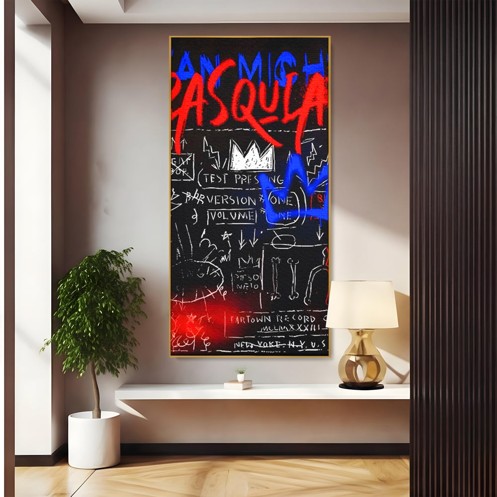Tablou Canvas Premium LuxCanva® C1124, Basquiat Pop Art Painting , Culor, Pop Art, Jean Michel Basquiat, Living Room, Bar, Relaxare, Culori Vibrante