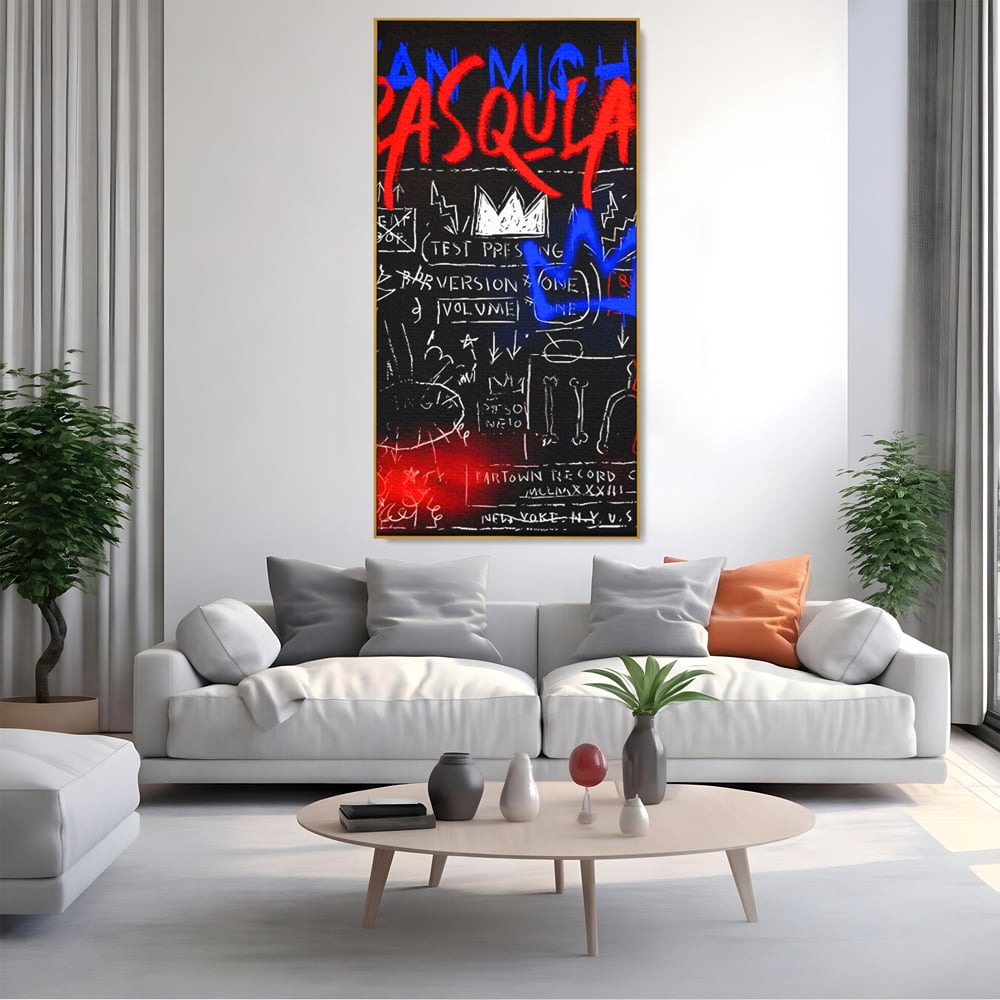 Tablou Canvas Premium LuxCanva® C1124, Basquiat Pop Art Painting , Culor, Pop Art, Jean Michel Basquiat, Living Room, Bar, Relaxare, Culori Vibrante