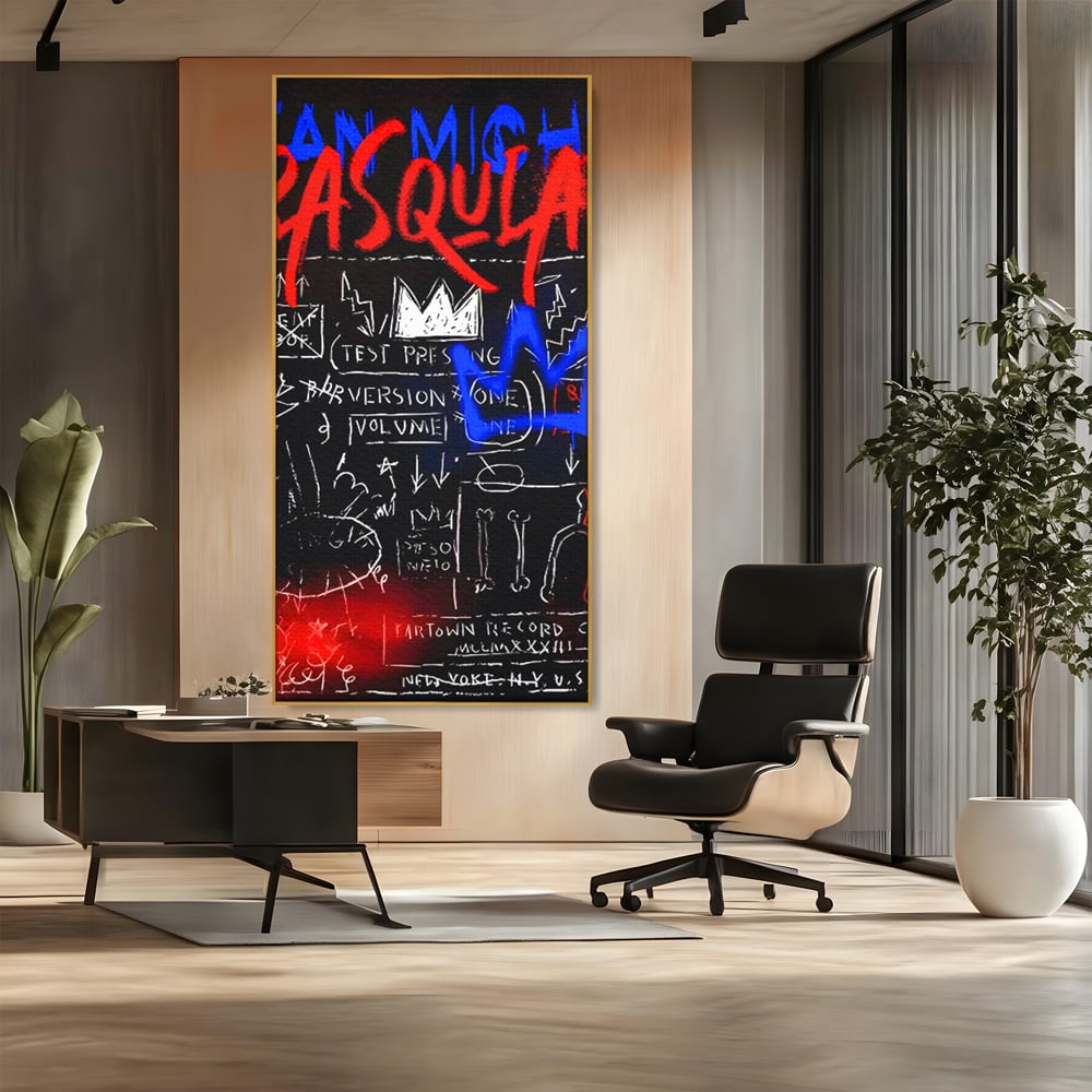 Tablou Canvas Premium LuxCanva® C1124, Basquiat Pop Art Painting , Culor, Pop Art, Jean Michel Basquiat, Living Room, Bar, Relaxare, Culori Vibrante