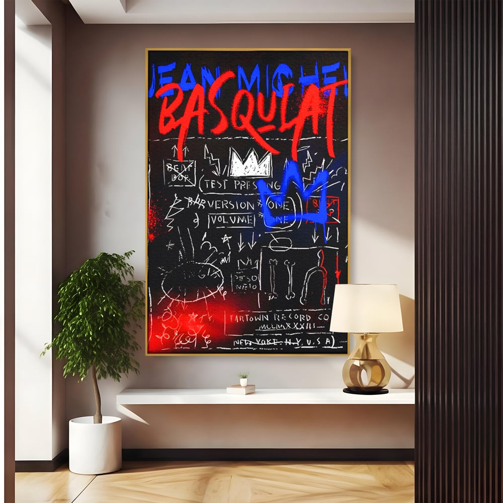 Tablou Canvas Premium LuxCanva® C1124, Basquiat Pop Art Painting , Culor, Pop Art, Jean Michel Basquiat, Living Room, Bar, Relaxare, Culori Vibrante