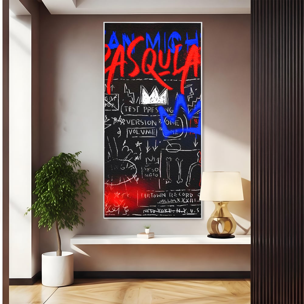 Tablou Canvas Premium LuxCanva® C1124, Basquiat Pop Art Painting , Culor, Pop Art, Jean Michel Basquiat, Living Room, Bar, Relaxare, Culori Vibrante