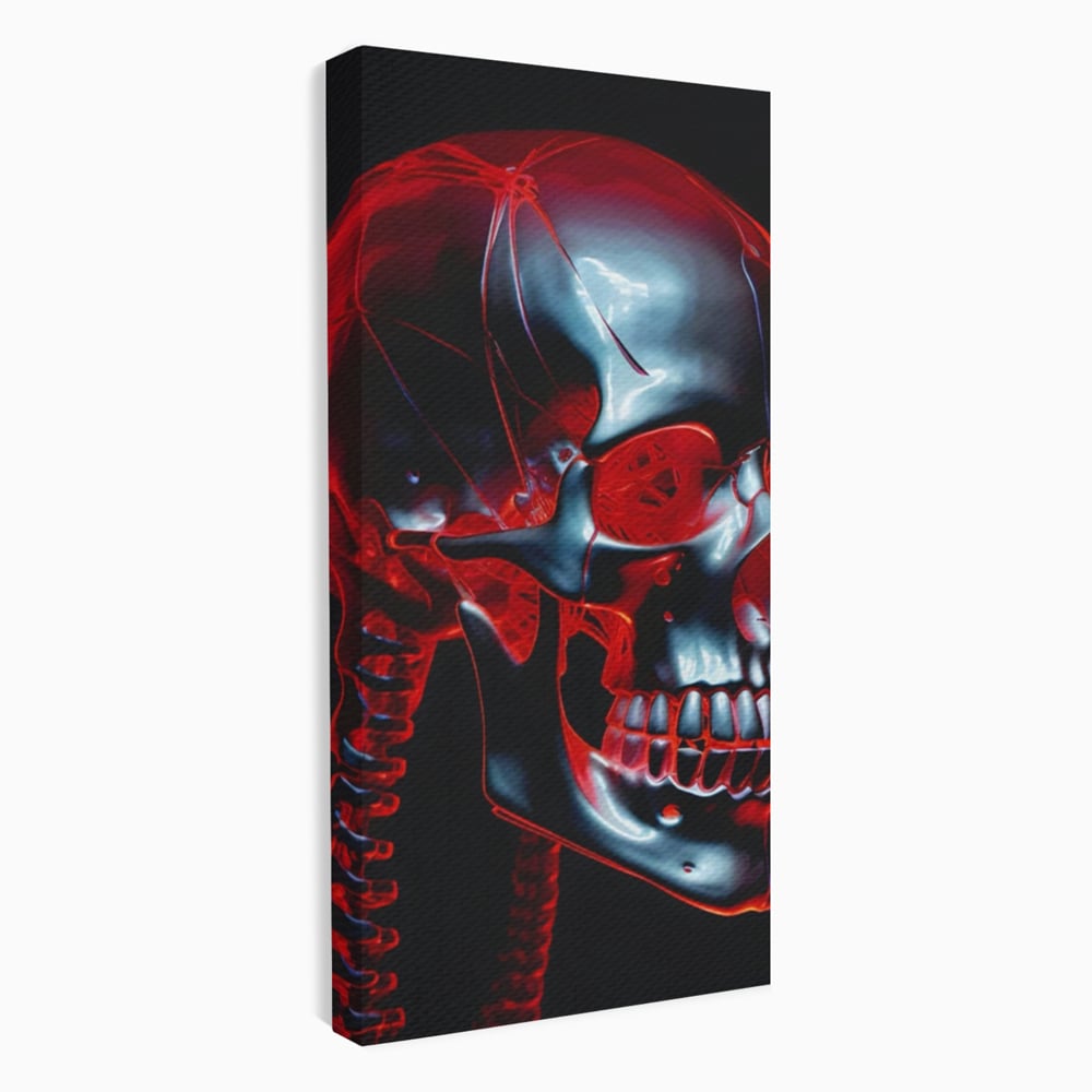 Tablou Canvas Premium LuxCanva® C1126, Skull Broken , Culori, Gaming, Black And Red, Living Room, Bar, Relaxare, Culori Vibrante