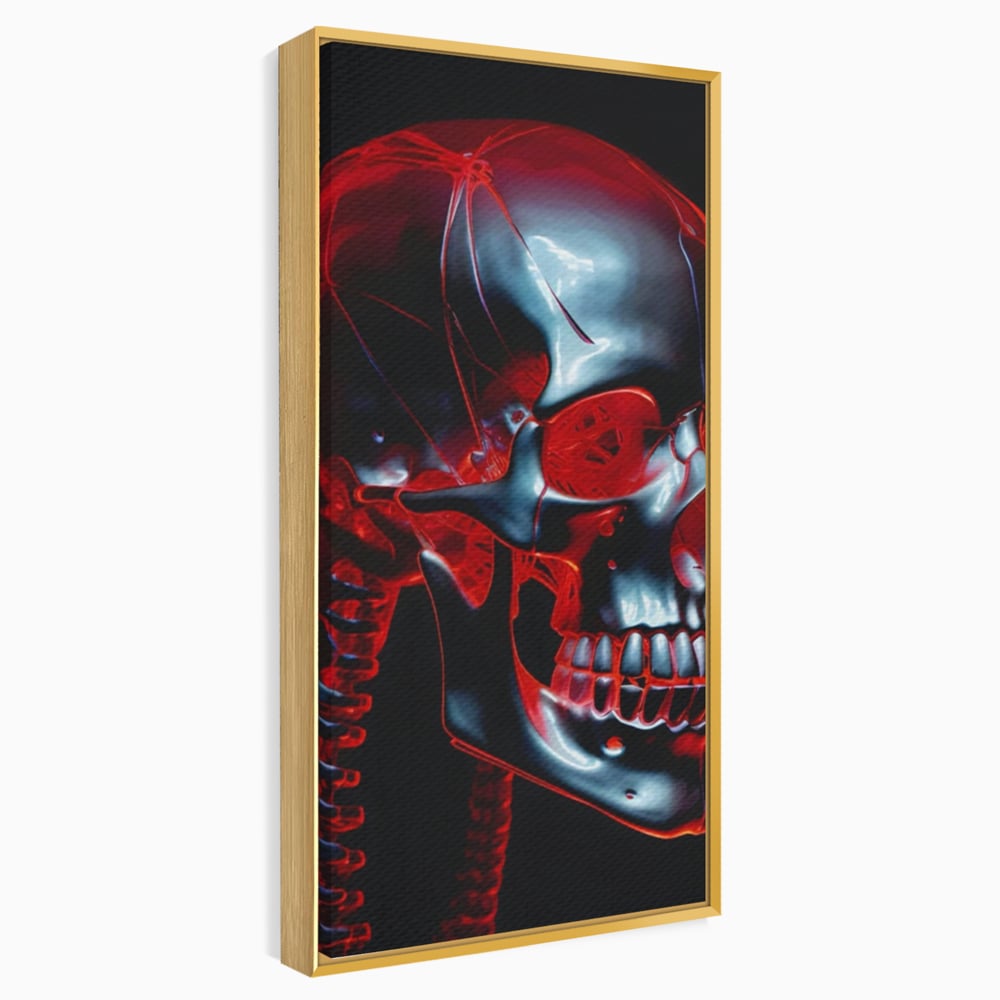 Tablou Canvas Premium LuxCanva® C1126, Skull Broken , Culori, Gaming, Black And Red, Living Room, Bar, Relaxare, Culori Vibrante