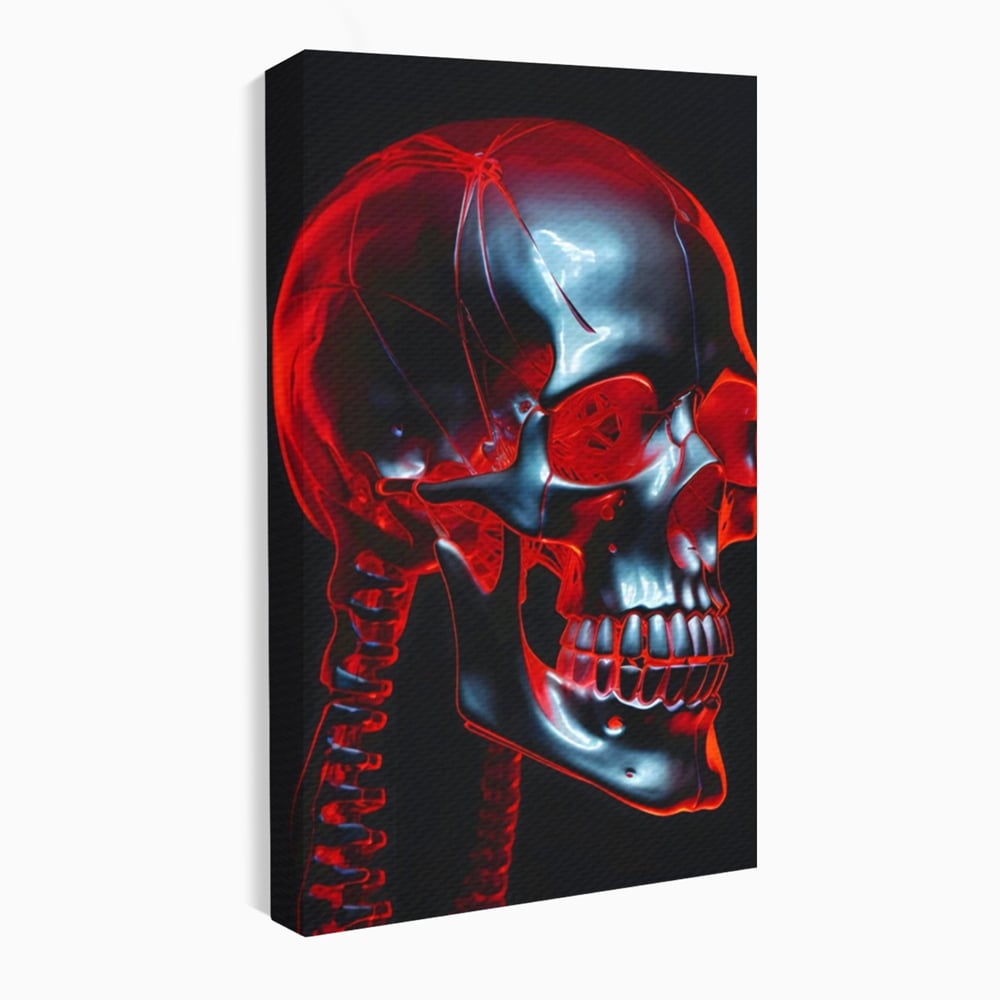Tablou Canvas Premium LuxCanva® C1126, Skull Broken , Culori, Gaming, Black And Red, Living Room, Bar, Relaxare, Culori Vibrante