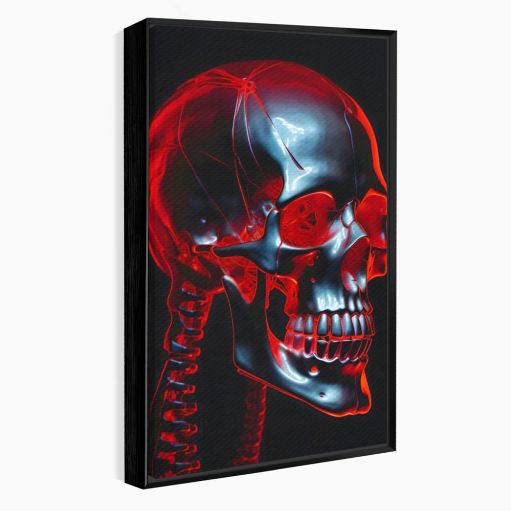 Tablou Canvas Premium LuxCanva® C1126, Skull Broken , Culori, Gaming, Black And Red, Living Room, Bar, Relaxare, Culori Vibrante