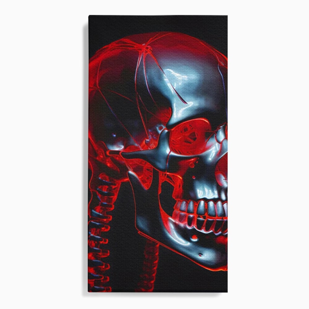 Tablou Canvas Premium LuxCanva® C1126, Skull Broken , Culori, Gaming, Black And Red, Living Room, Bar, Relaxare, Culori Vibrante