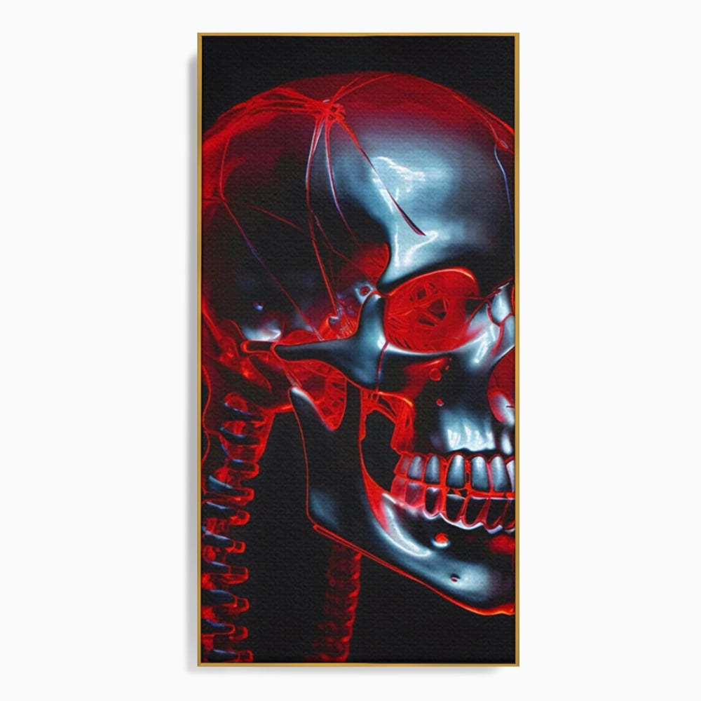 Tablou Canvas Premium LuxCanva® C1126, Skull Broken , Culori, Gaming, Black And Red, Living Room, Bar, Relaxare, Culori Vibrante
