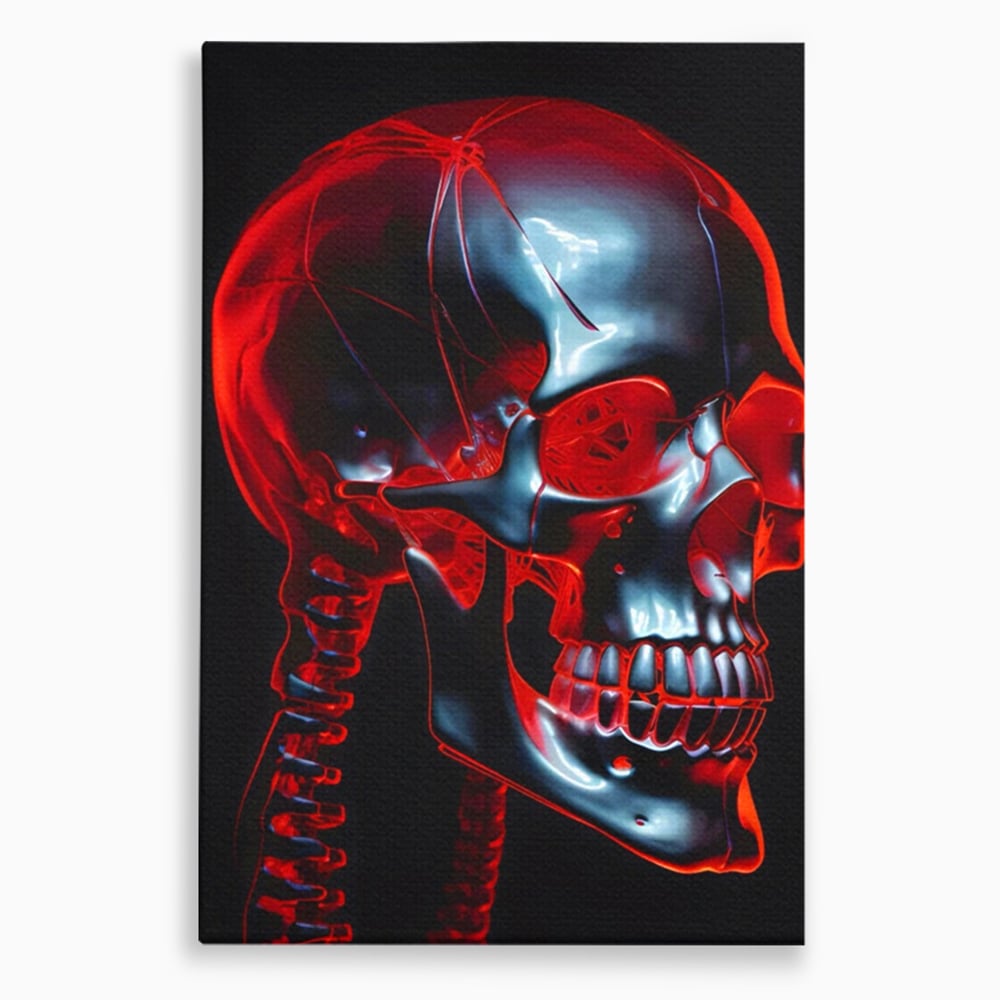 Tablou Canvas Premium LuxCanva® C1126, Skull Broken , Culori, Gaming, Black And Red, Living Room, Bar, Relaxare, Culori Vibrante