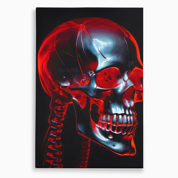 Tablou Canvas Premium LuxCanva® C1126, Skull Broken , Culori, Gaming, Black And Red, Living Room, Bar, Relaxare, Culori Vibrante