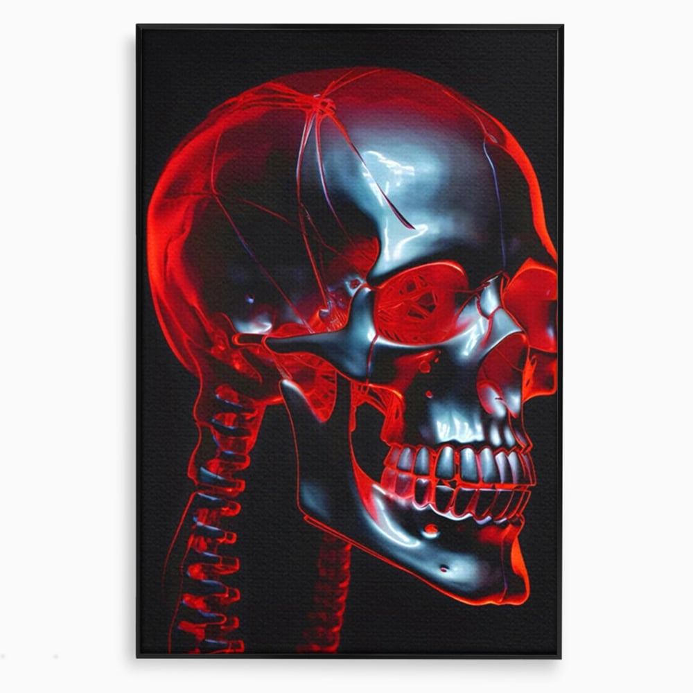 Tablou Canvas Premium LuxCanva® C1126, Skull Broken , Culori, Gaming, Black And Red, Living Room, Bar, Relaxare, Culori Vibrante