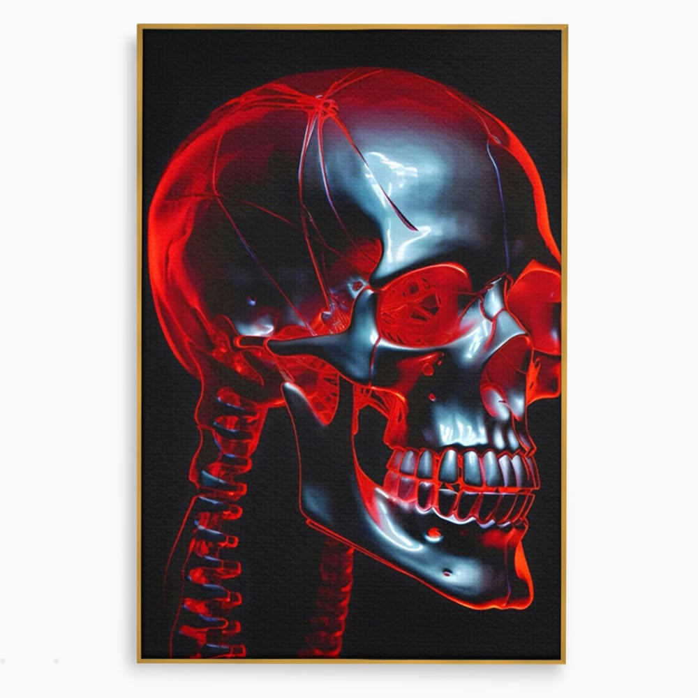 Tablou Canvas Premium LuxCanva® C1126, Skull Broken , Culori, Gaming, Black And Red, Living Room, Bar, Relaxare, Culori Vibrante