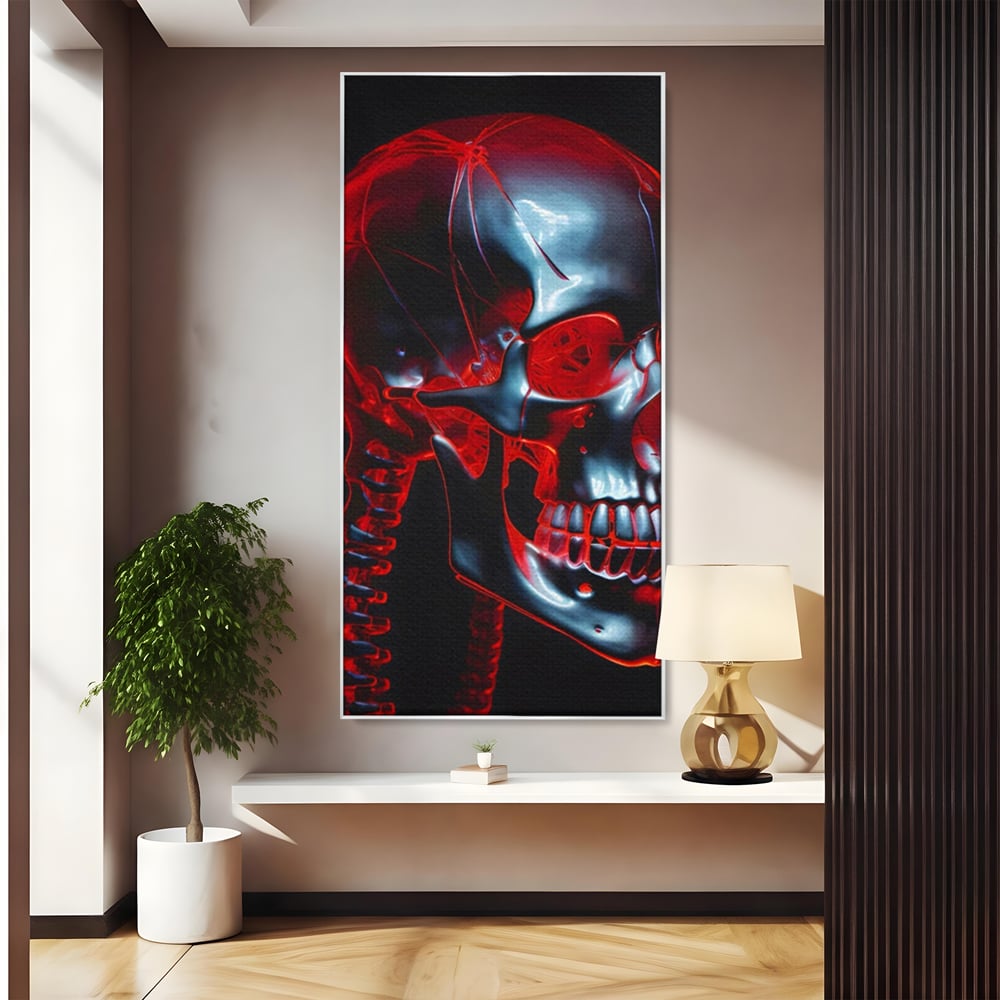 Tablou Canvas Premium LuxCanva® C1126, Skull Broken , Culori, Gaming, Black And Red, Living Room, Bar, Relaxare, Culori Vibrante