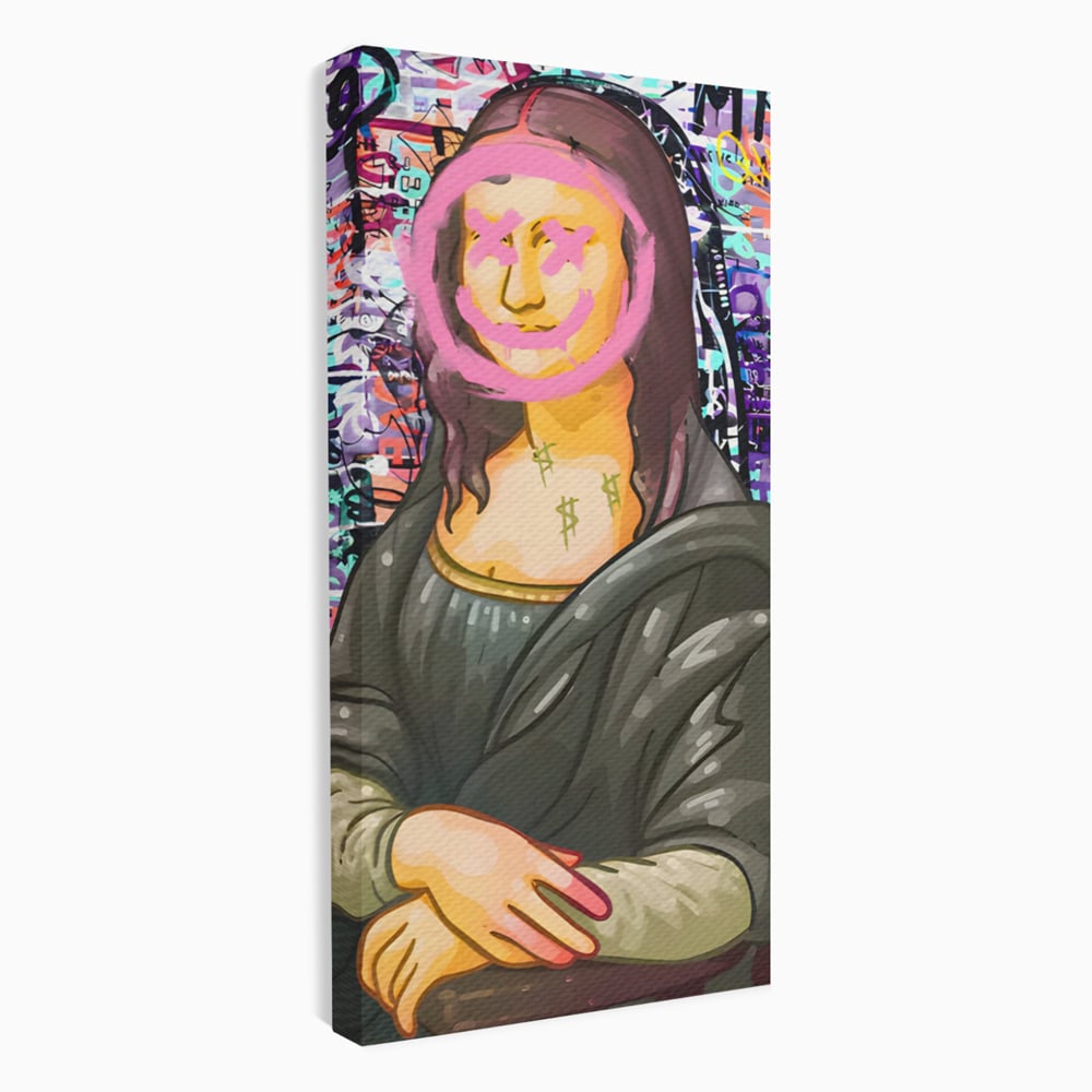 Tablou Canvas Premium LuxCanva® C1128, Pop Art Painting , Culori, Mona Lisa, Muzeu, Living Room, Bar, Relaxare, Culori Vibrante