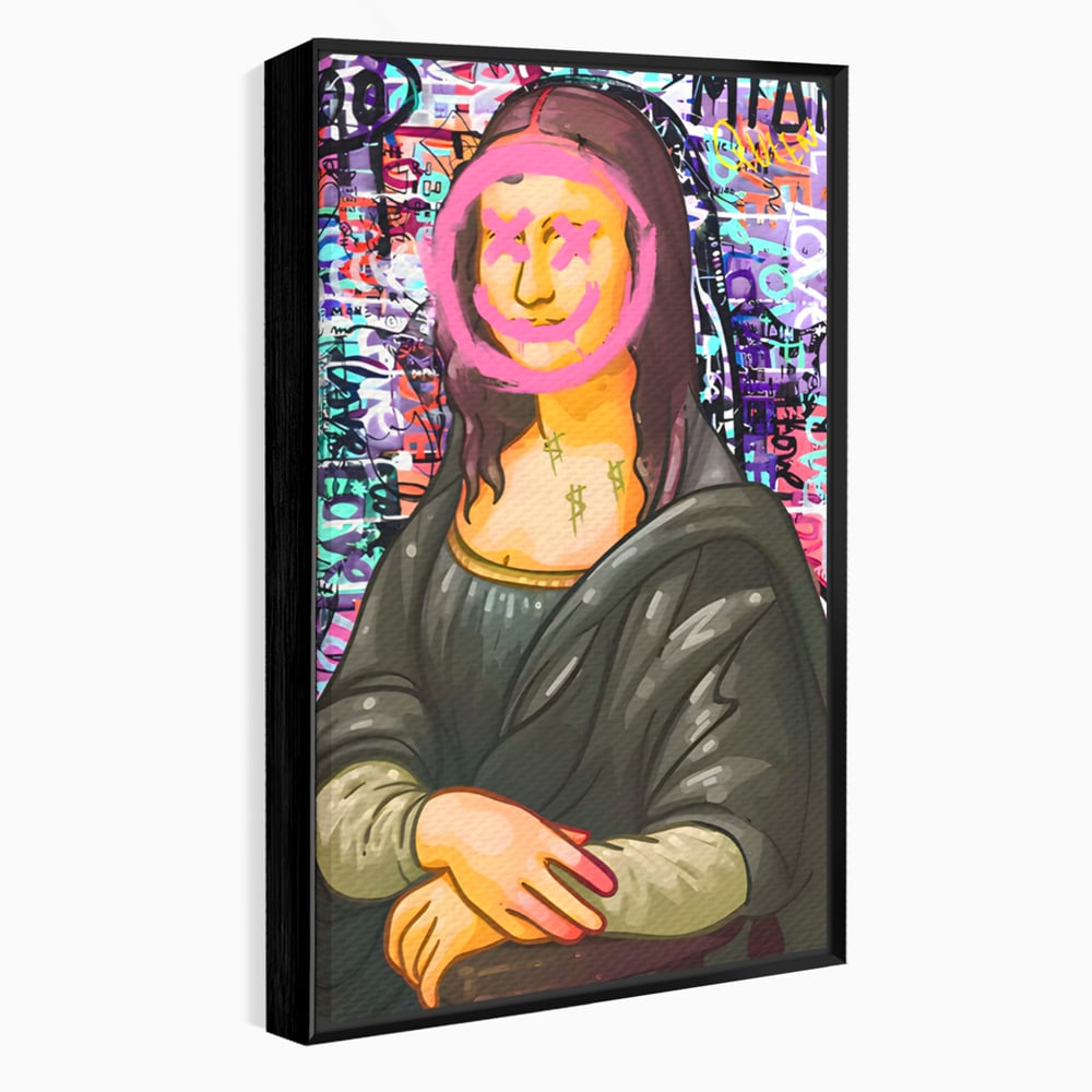 Tablou Canvas Premium LuxCanva® C1128, Pop Art Painting , Culori, Mona Lisa, Muzeu, Living Room, Bar, Relaxare, Culori Vibrante