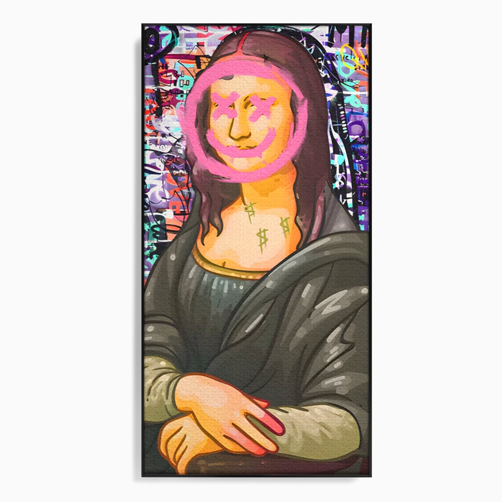 Tablou Canvas Premium LuxCanva® C1128, Pop Art Painting , Culori, Mona Lisa, Muzeu, Living Room, Bar, Relaxare, Culori Vibrante