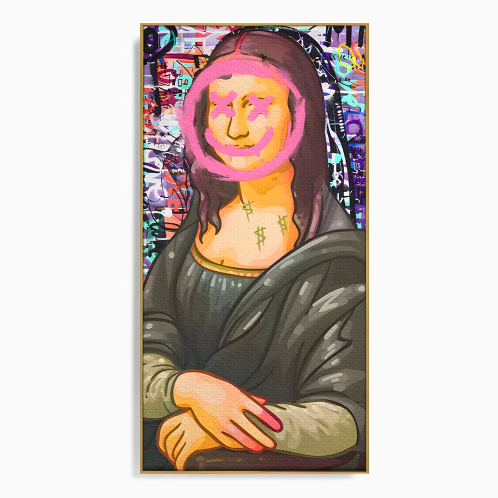Tablou Canvas Premium LuxCanva® C1128, Pop Art Painting , Culori, Mona Lisa, Muzeu, Living Room, Bar, Relaxare, Culori Vibrante